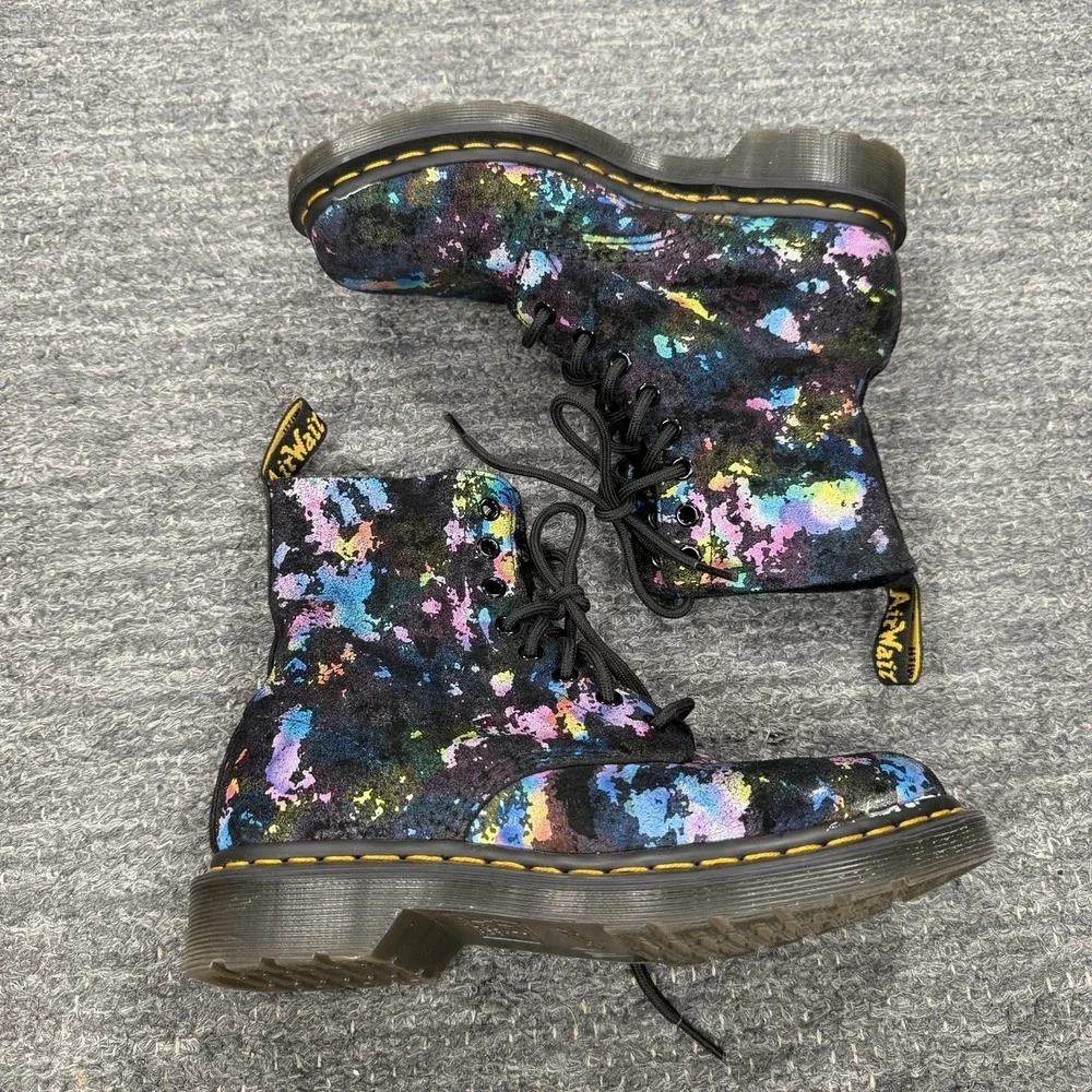 Dr. Martens 1460 Pascal Shoes Rainbow Burst Boots Women 7 Suede Grunge Goth